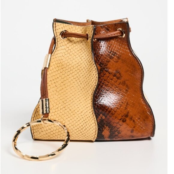 NWT Ulla Johnson Adria Pleated Wave Snake-Embossed Leather Pochette Handbag - Picture 1 of 11